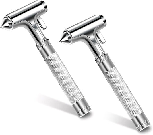 Tesheer 2-Pack Alloy Emergency Escape Hammer — Tungsten Tip Window Breaker & Seatbelt Cutter (3-in-1 Rescue Tool)