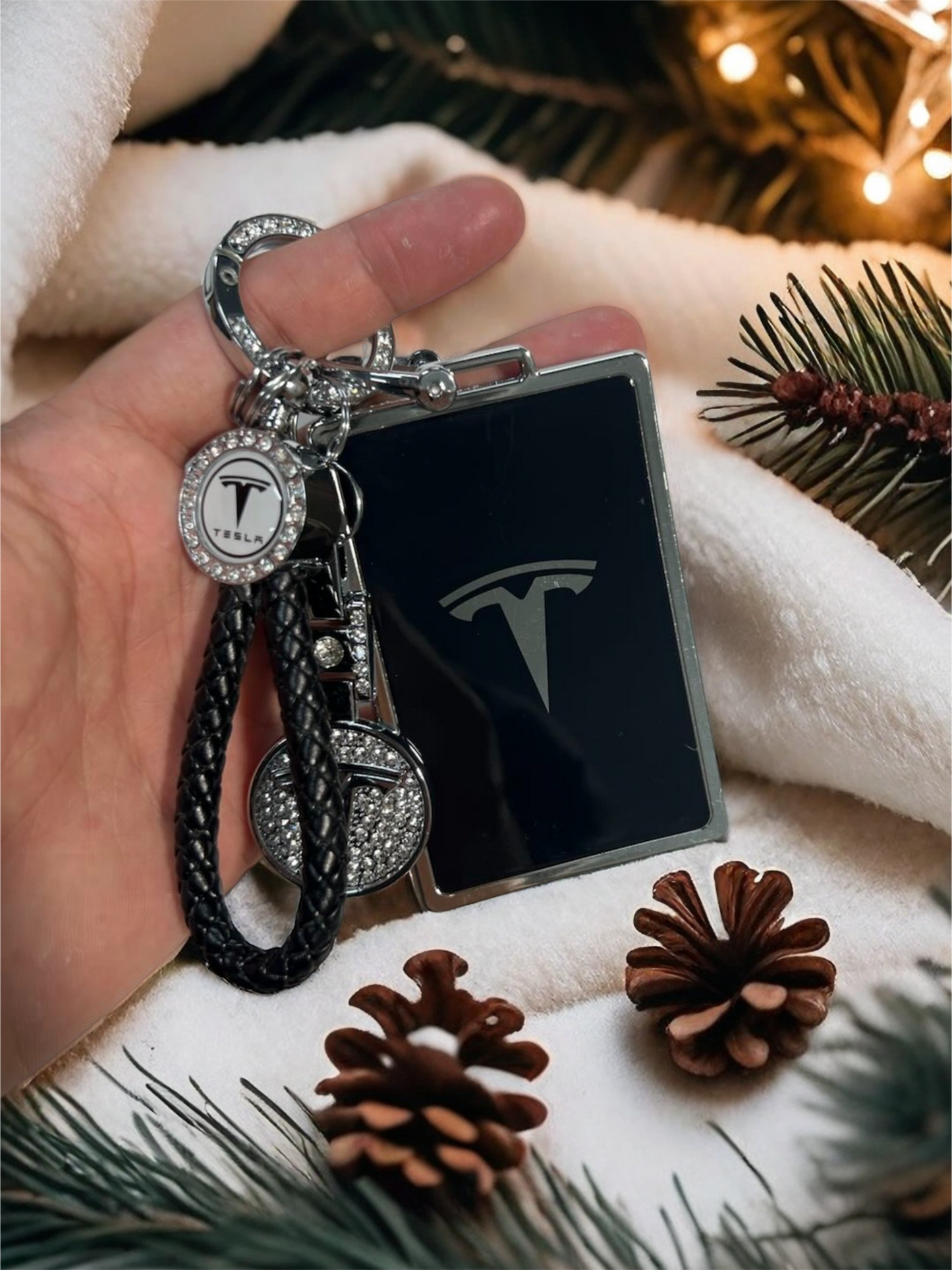 Tesheer Bling Key Card Holder for Tesla Model S/X/3/Y Cybertruck(black)