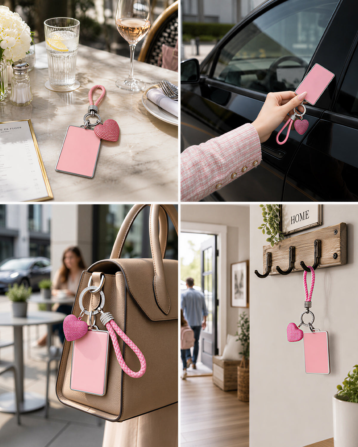 Crystal Heart Pink Bling Tesla Key Card Holder