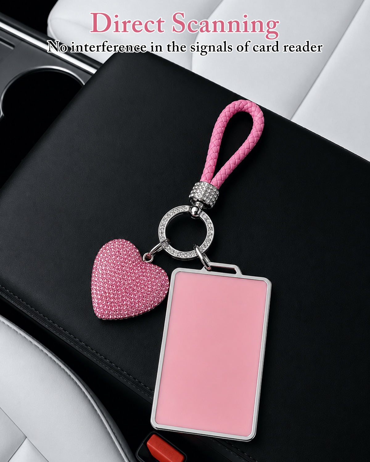 Crystal Heart Pink Bling Tesla Key Card Holder