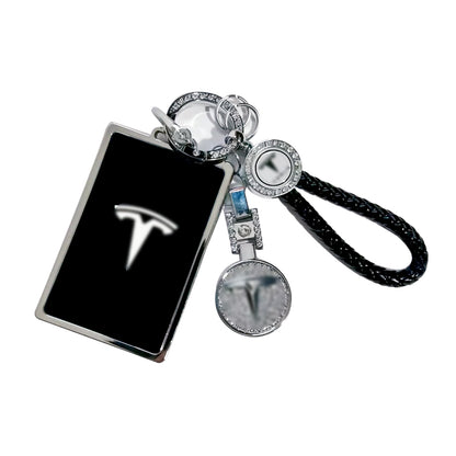 Tesheer Bling Purple Tesla Key Card Holder with Crystal Keychain – Model S/X/3/Y & Cybertruck Tesheer