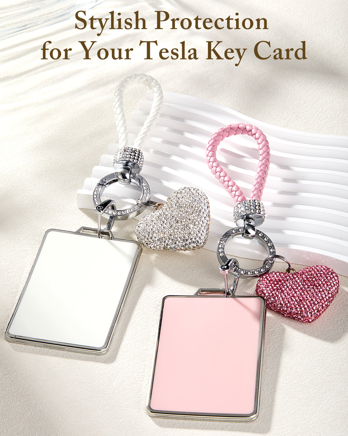 Crystal Heart Bling Tesla Key Card Holder