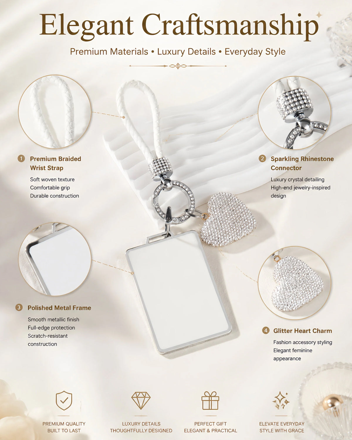 Crystal Heart Bling Tesla Key Card Holder