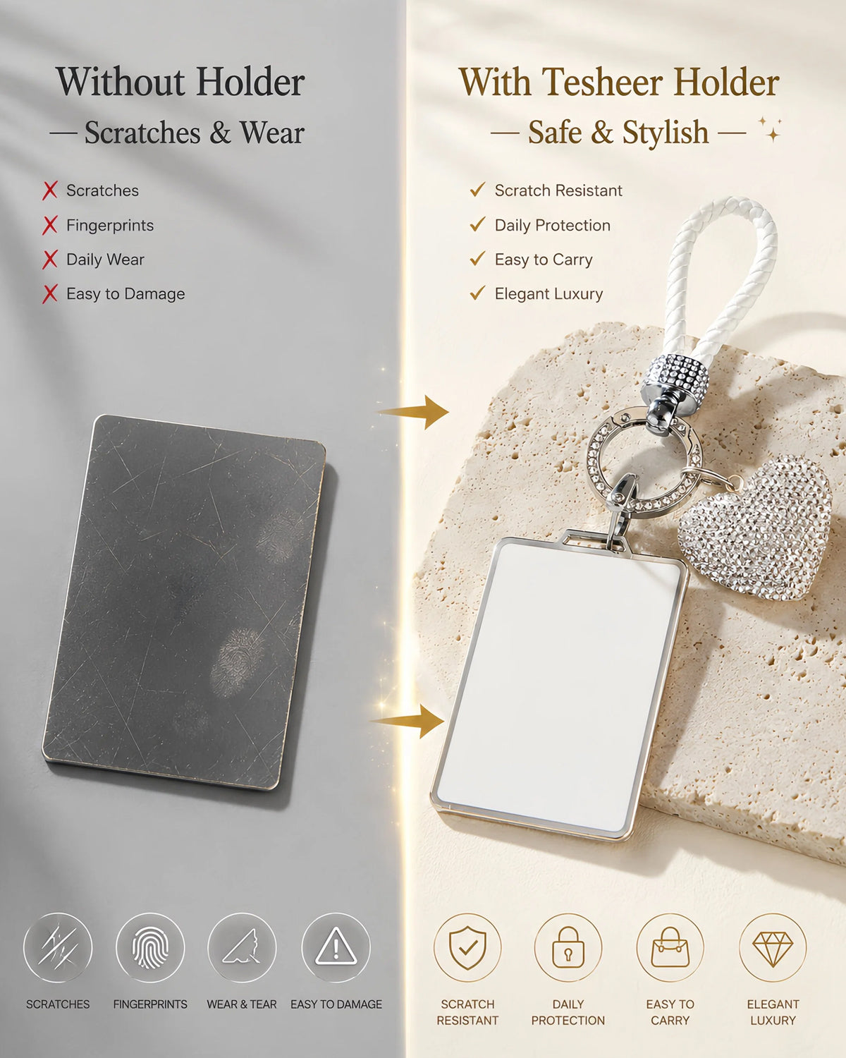 Crystal Heart Bling Tesla Key Card Holder