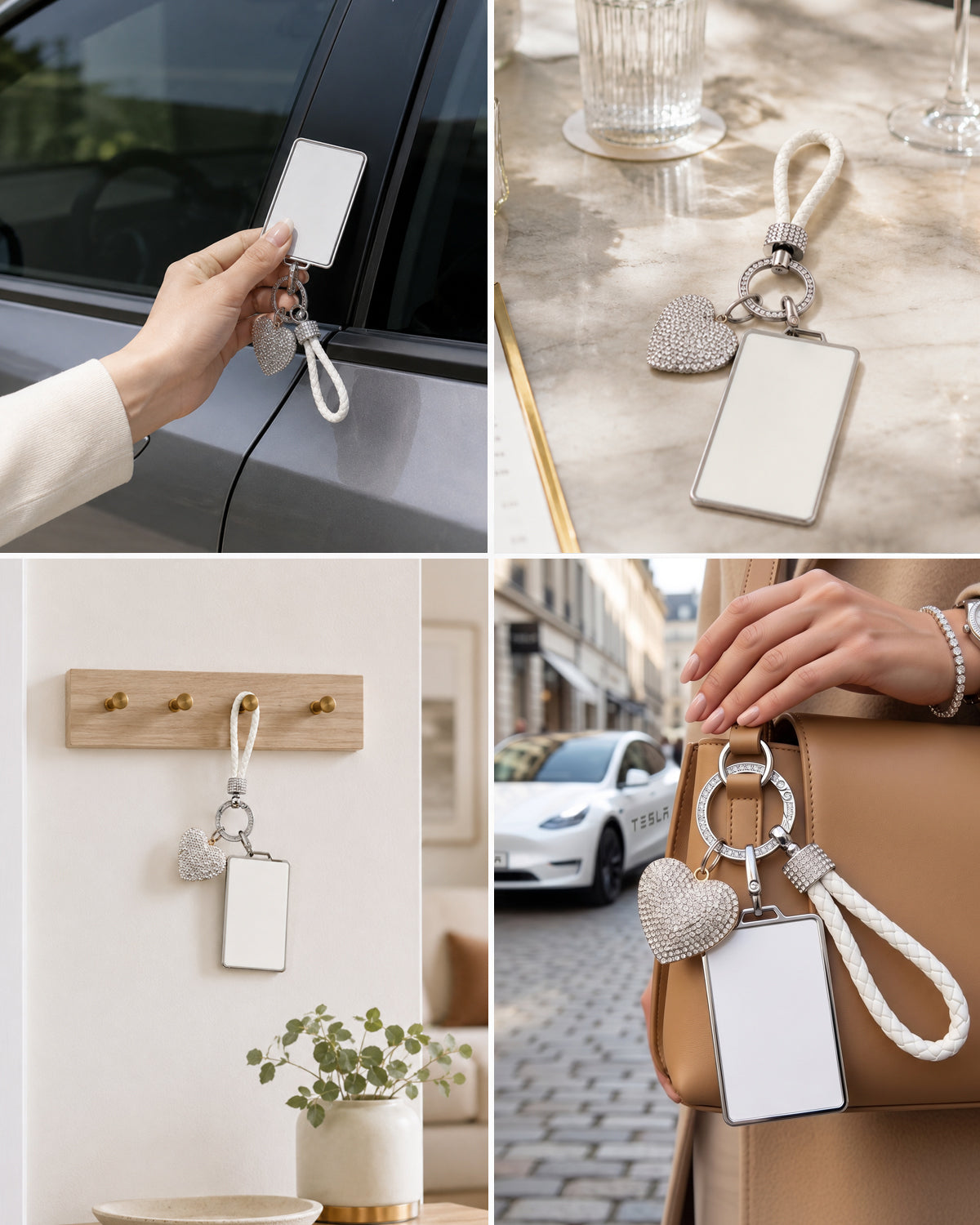 Crystal Heart Bling Tesla Key Card Holder