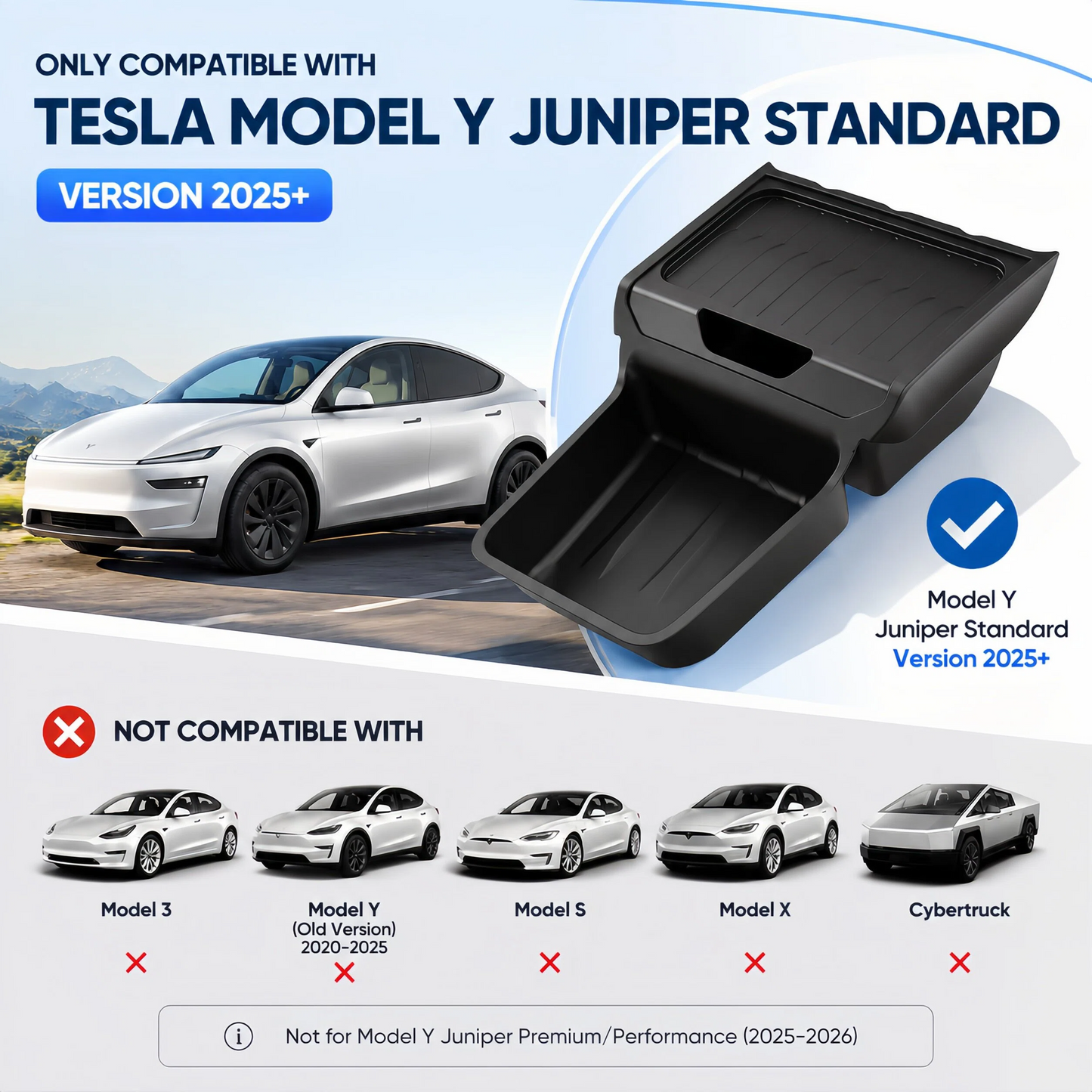 Model Y Juniper Lower Center Console Organizer | TPE Storage Tray