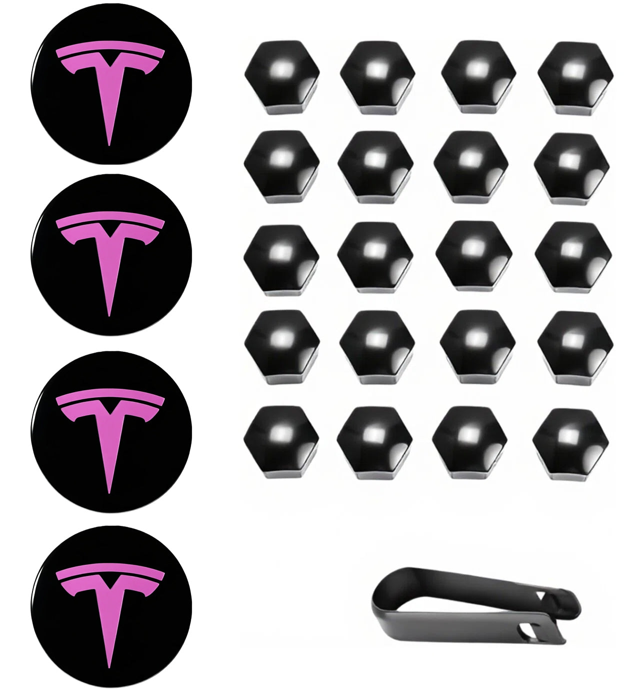 Tesheer Purple Wheel Center Cap Kit for Tesla Model 3/Y – 4 Caps + 20 Lug Covers