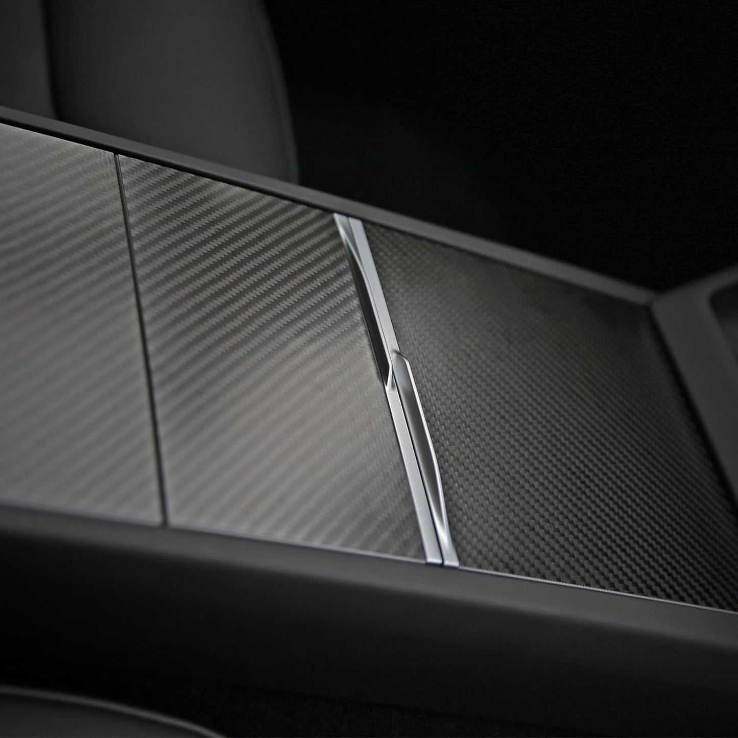 Tesheer Real Carbon Fiber Center Console Cover for 2024–2026 Model 3 Highland & 2025–2026 Model Y Juniper