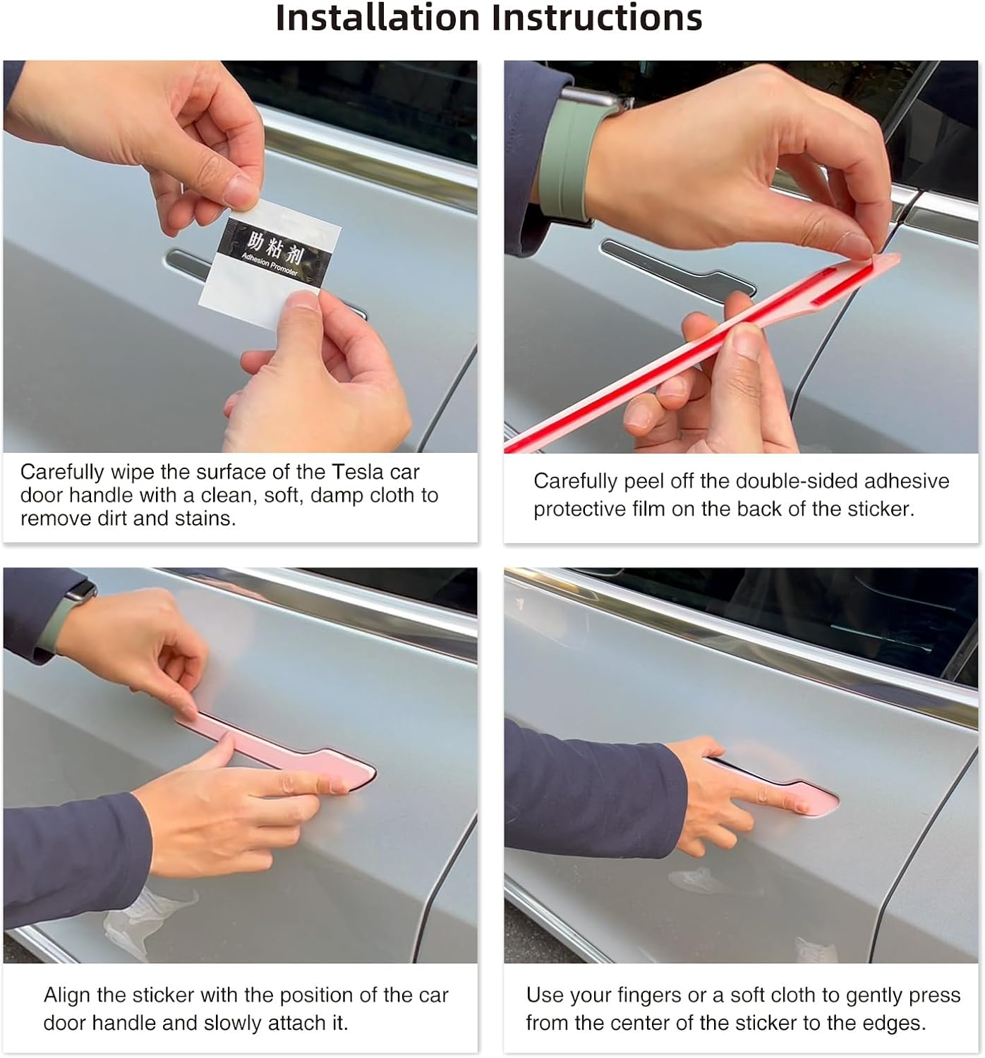 Tesheer White Door Handle Covers for Tesla Model 3/Y – Anti-Scratch, 4PCS