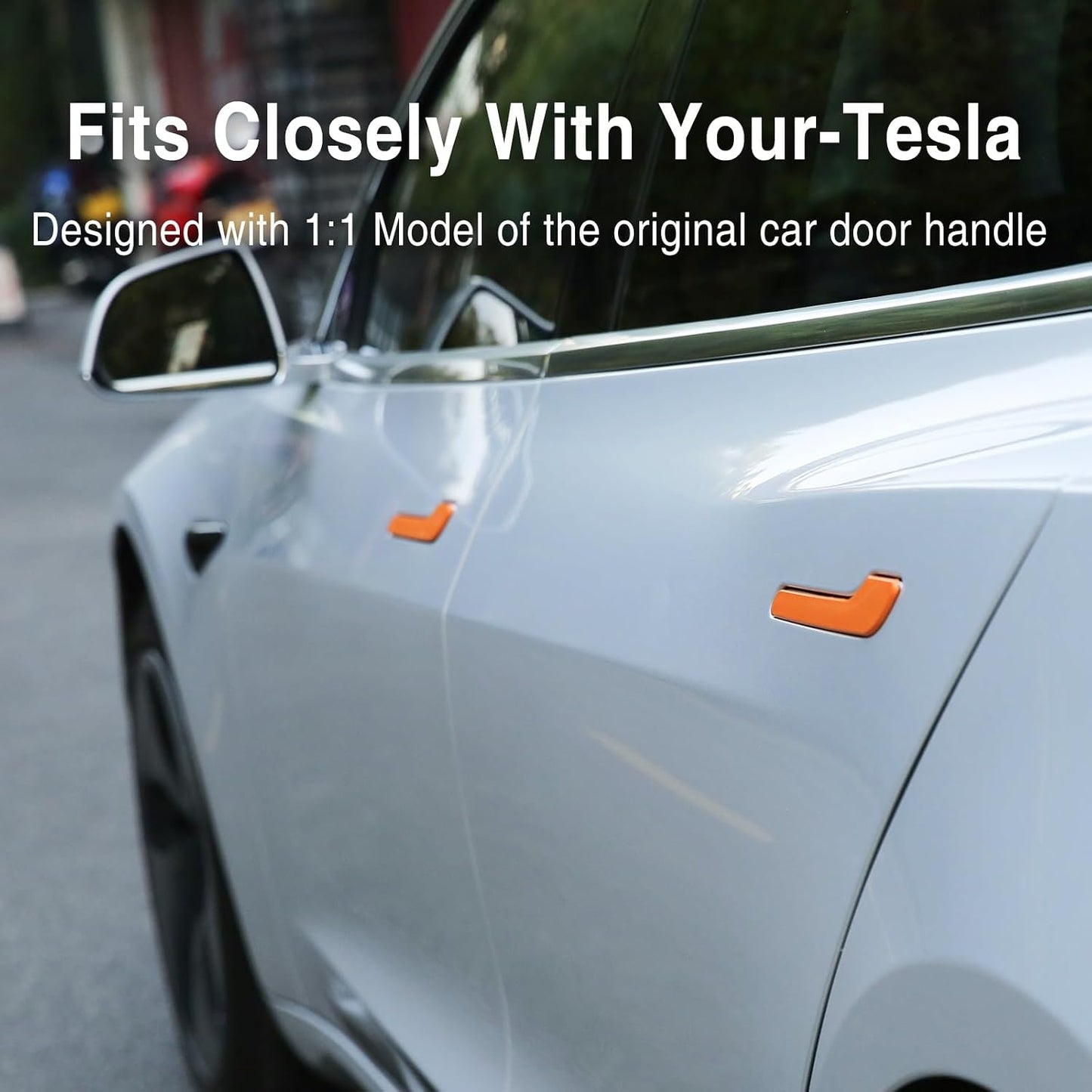 Tesheer Orange Door Handle Covers for Tesla Model 3/Y – ABS, 4PCS