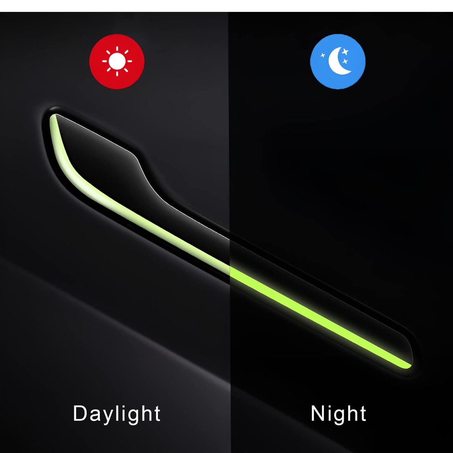 Tesheer Fluorescent Door Handle Stickers for Tesla Model 3/Y – Black & Green, 4PCS