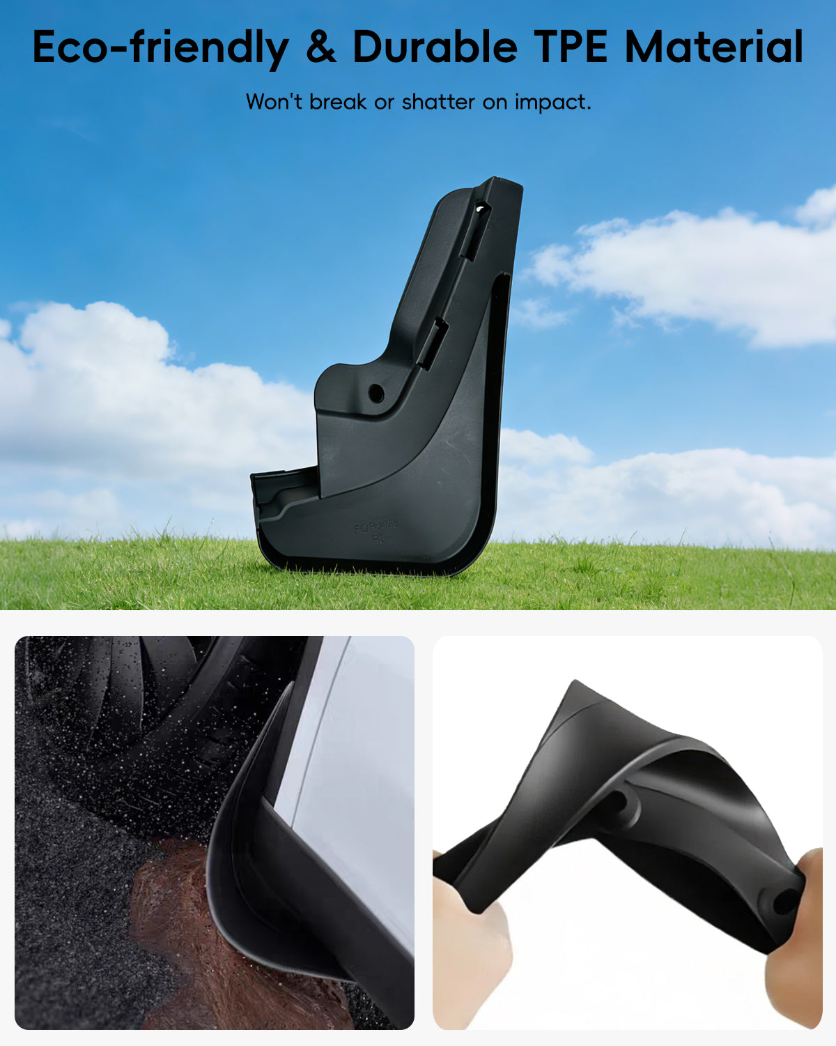 Tesheer Mud Flaps for 2024–2026 Tesla Model 3 Highland – No-Drill Splash Guards, Set of 4