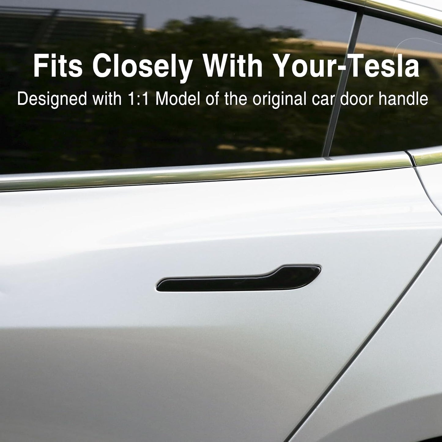 Tesheer Glossy Black Resin Door Handle Covers for Tesla Model 3/Y – 4PCS