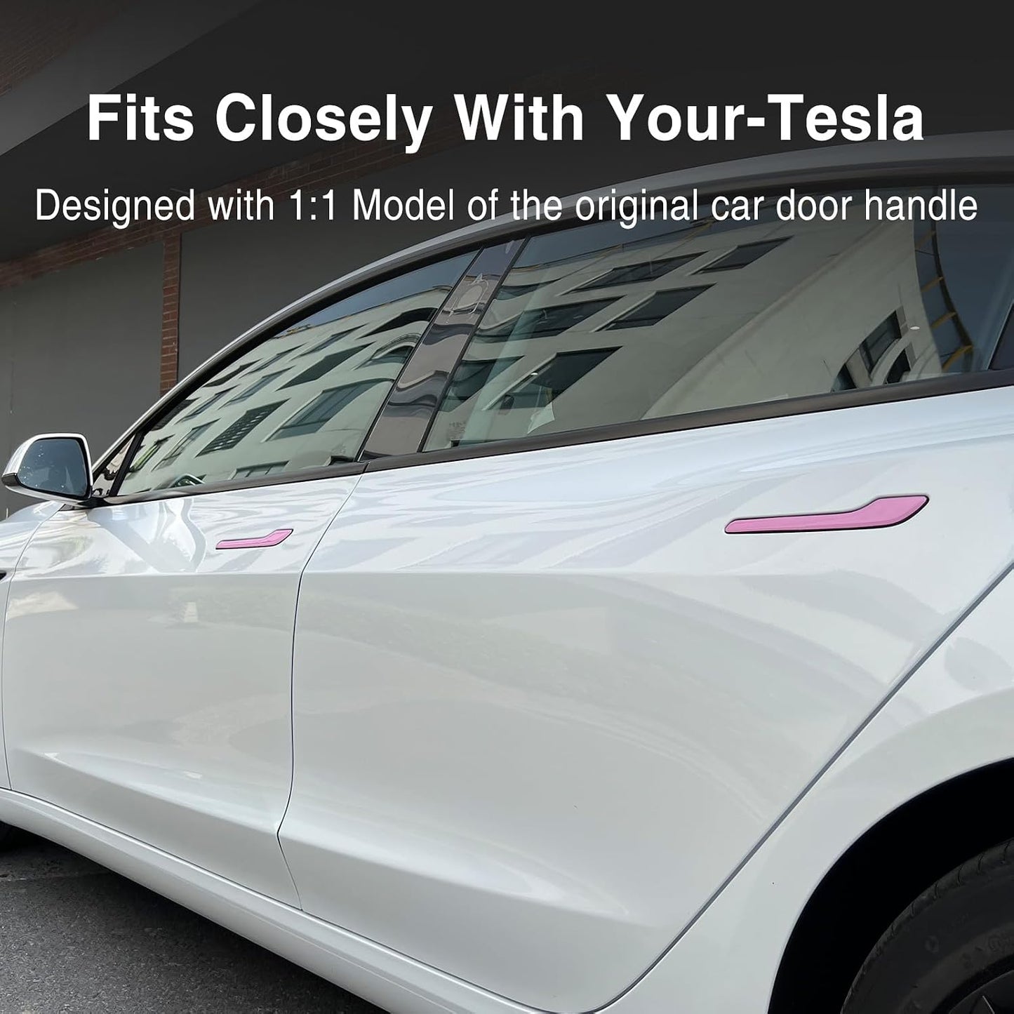 Tesheer Pink Resin Door Handle Covers for Tesla Model 3/Y – 4PCS