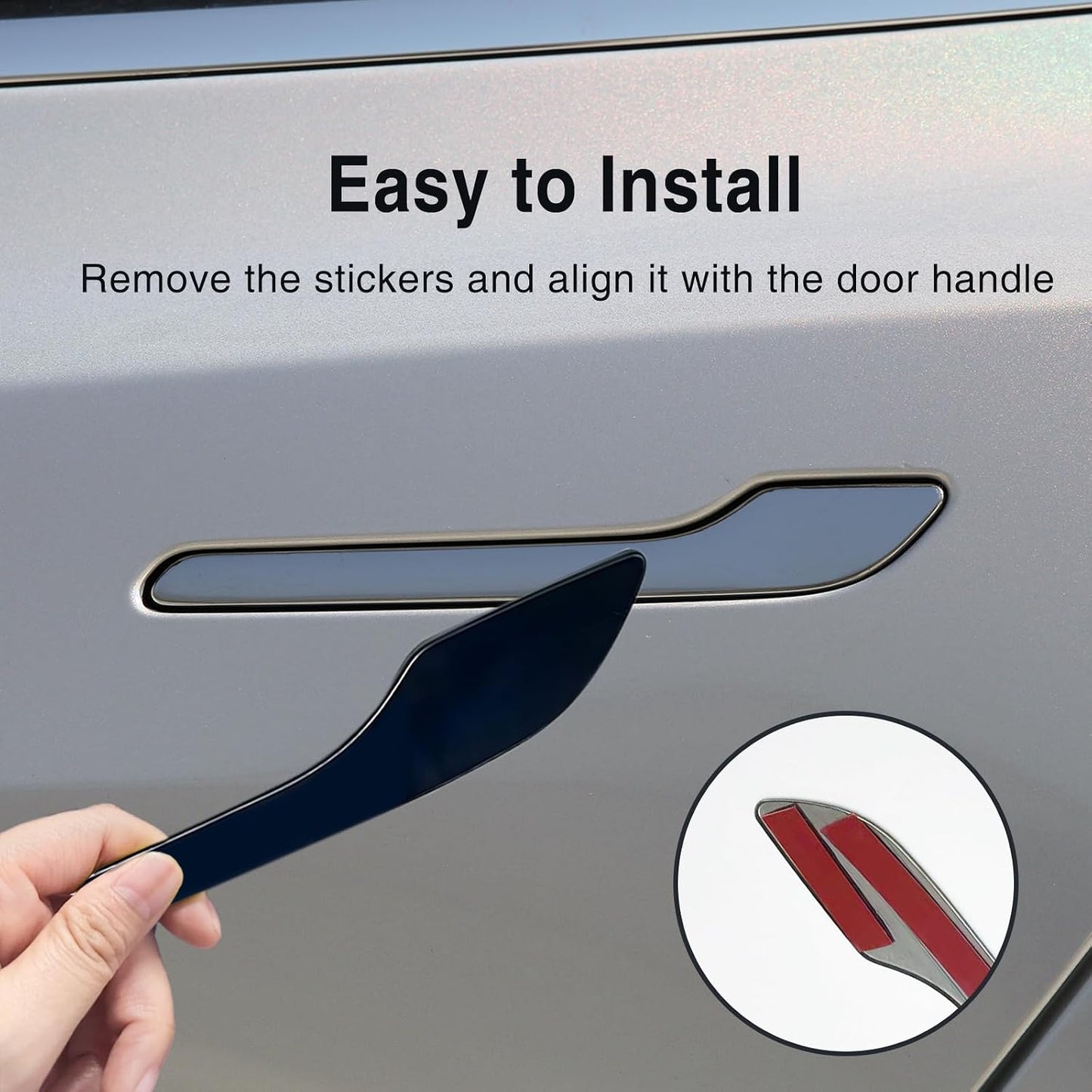Tesheer Glossy Black Chrome Door Handle Stickers for 2017–2024 Model 3 & 2020–2024 Model Y – 4PCS