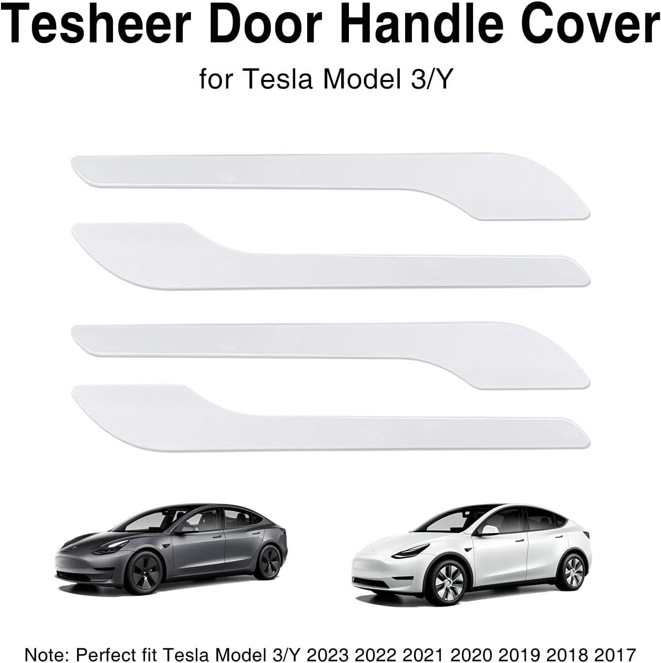 Tesheer White Door Handle Covers for Tesla Model 3/Y – Anti-Scratch, 4PCS