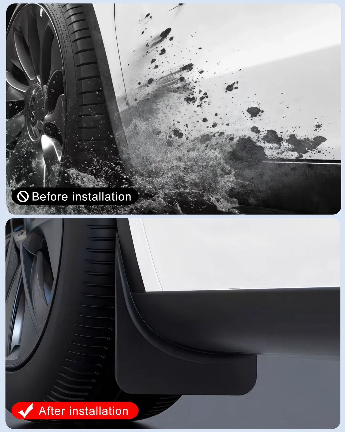 Tesheer Mud Flaps for Tesla Model Y – Premium Splash Guards with Installation Kit