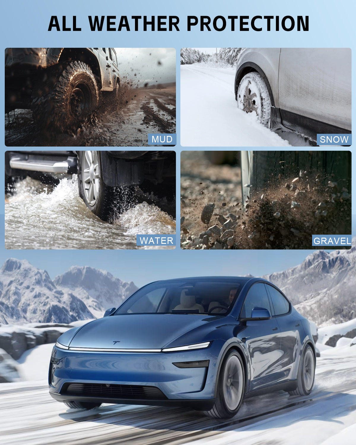 Tesheer Mud Flaps for Tesla Model Y – Premium Splash Guards with Installation Kit