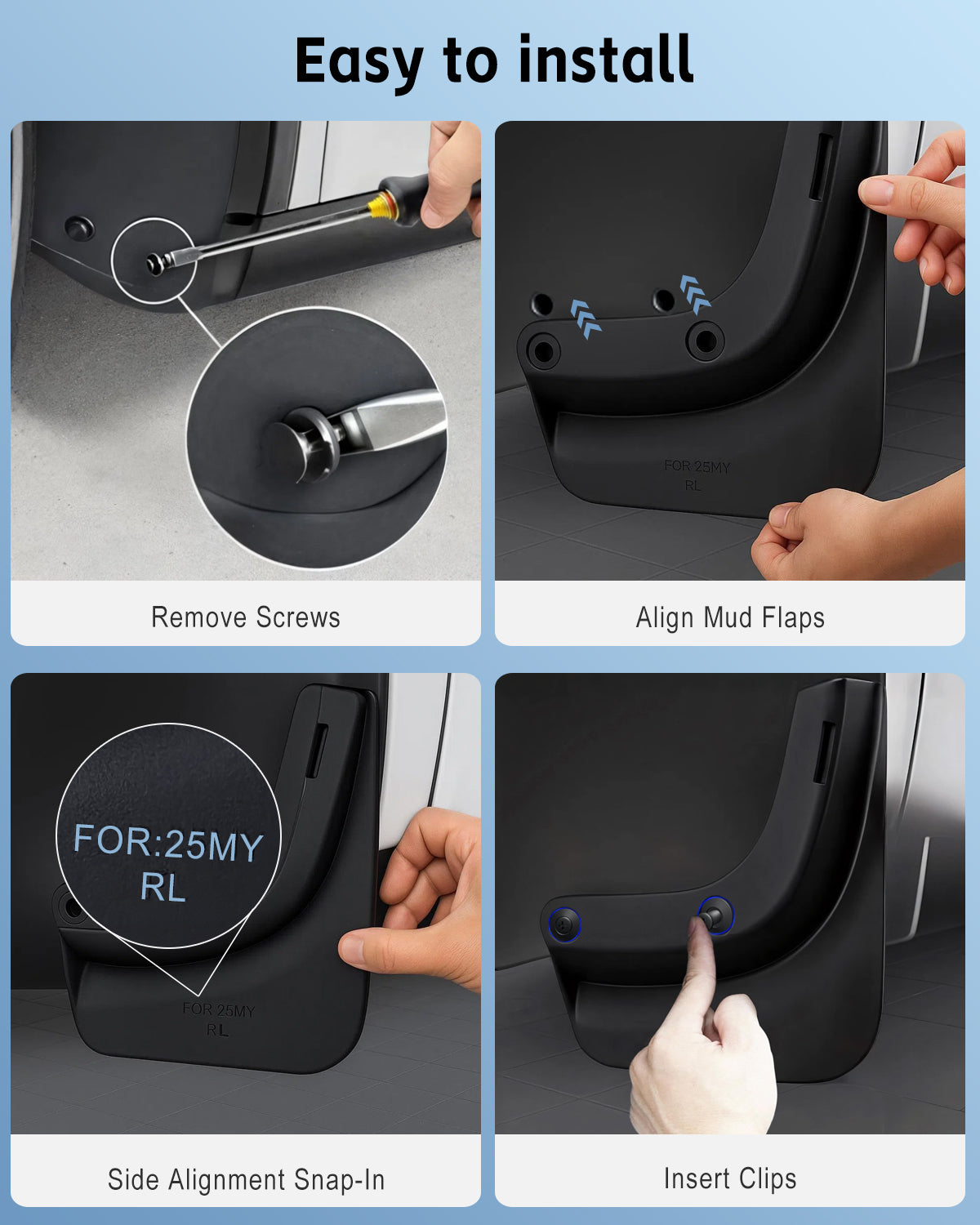 Tesheer Mud Flaps for Tesla Model Y – Premium Splash Guards with Installation Kit