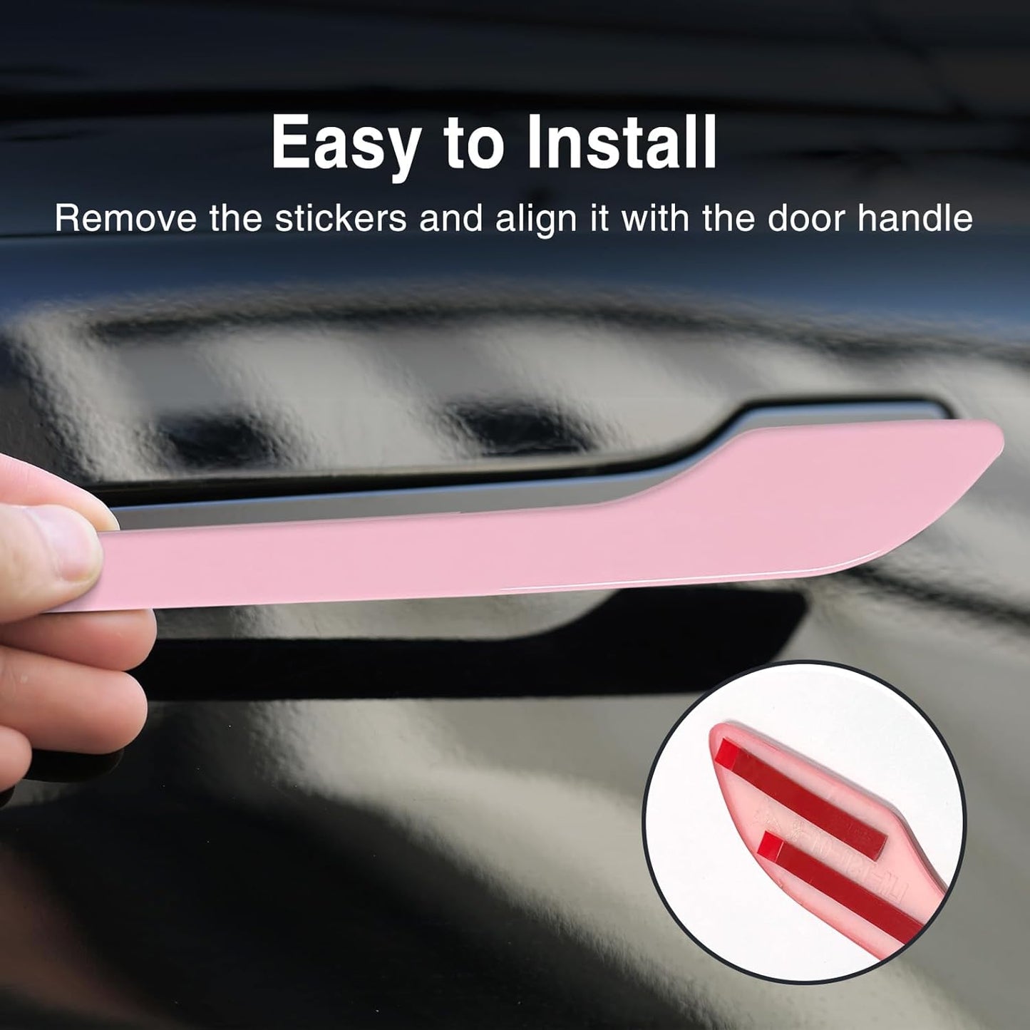 Tesheer Premium Pink Door Handle Protector Wrap – 4-Piece ABS Scratch Guard for Tesla Model 3 & Model Y