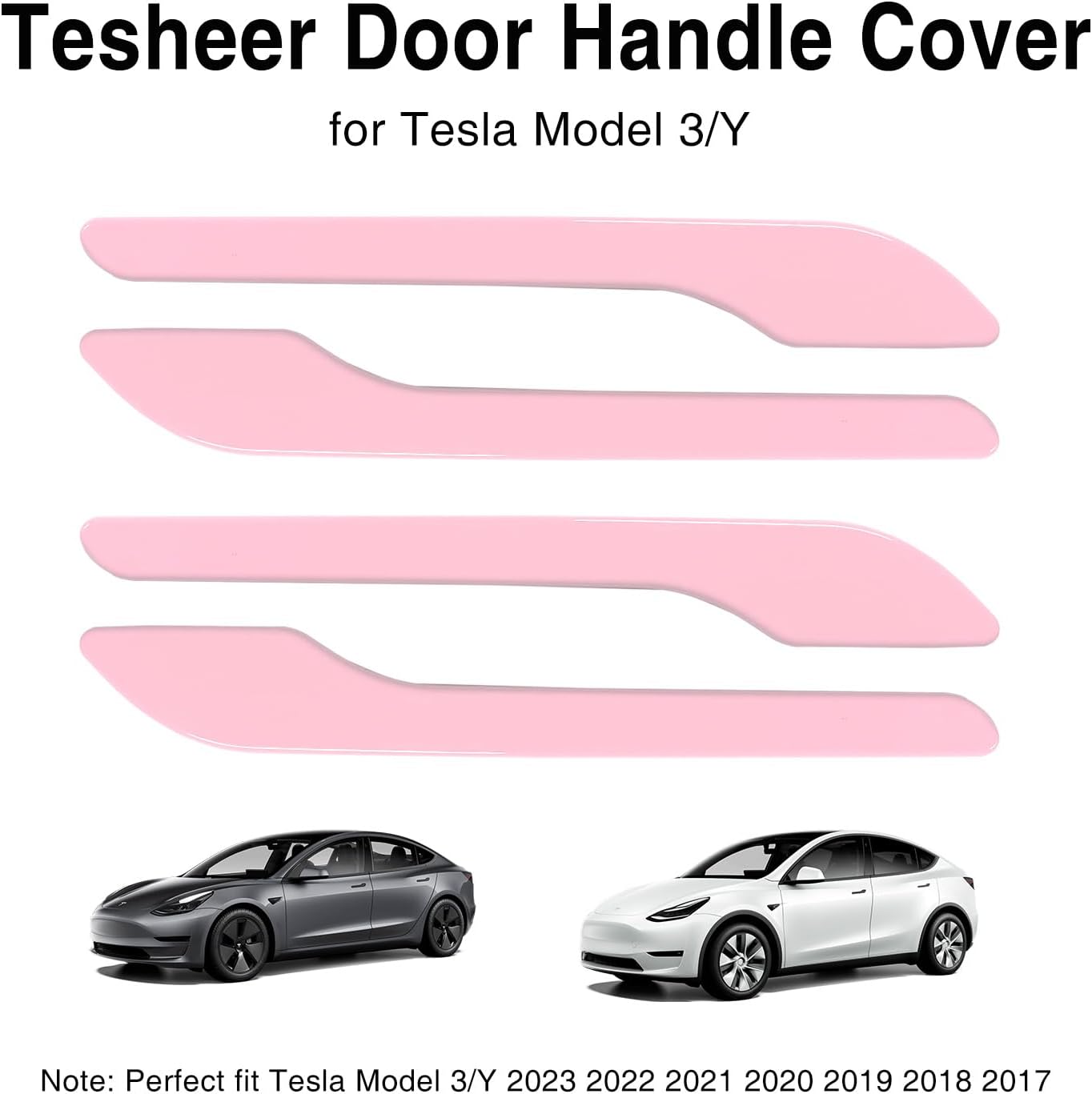 Tesheer Premium Pink Door Handle Protector Wrap – 4-Piece ABS Scratch Guard for Tesla Model 3 & Model Y