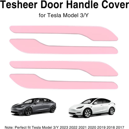 Tesheer Premium Pink Door Handle Protector Wrap – 4-Piece ABS Scratch Guard for Tesla Model 3 & Model Y Tesheer