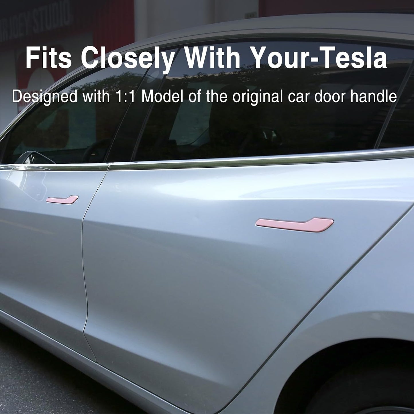 Tesheer Premium Pink Door Handle Protector Wrap – 4-Piece ABS Scratch Guard for Tesla Model 3 & Model Y