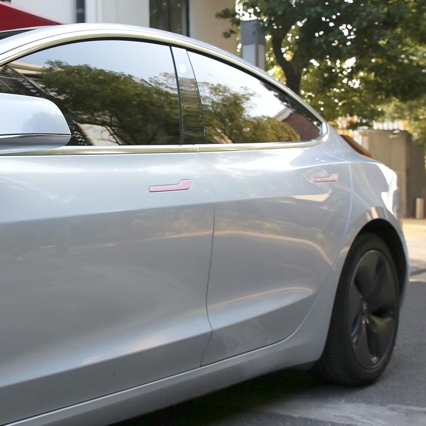Tesheer Premium Pink Door Handle Protector Wrap – 4-Piece ABS Scratch Guard for Tesla Model 3 & Model Y