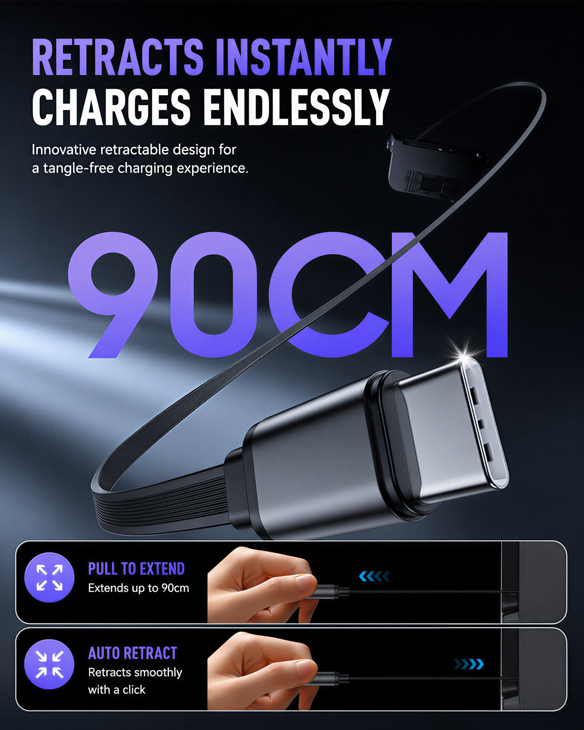 RGB USB Hub for Tesla Model 3 Highland & Model Y Juniper | Retractable Fast Charging Dock