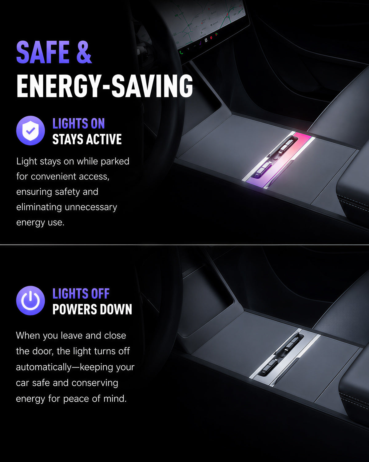 RGB USB Hub for Tesla Model 3 Highland & Model Y Juniper | Retractable Fast Charging Dock