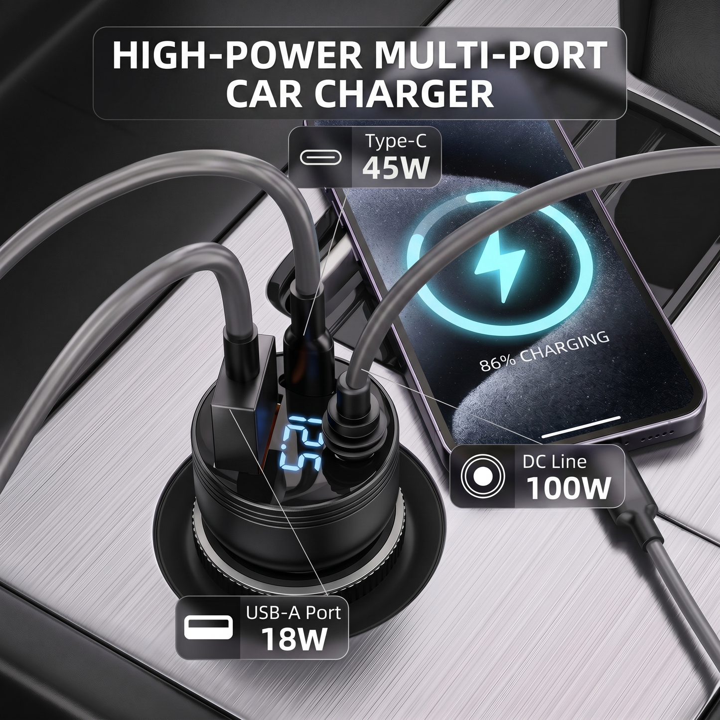 Starlink Mini Car Adapter | 12V-24V DC Power Cable with USB Fast Charging
