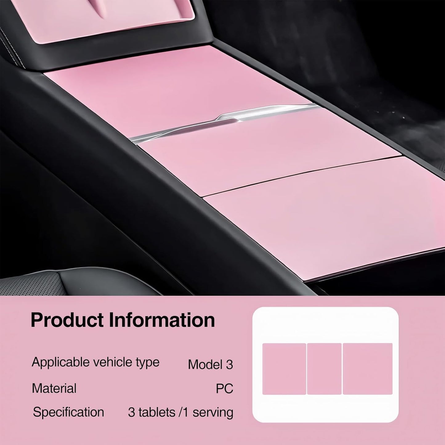 Tesheer PVC Center Console Wrap Kit for Tesla Model 3 Highland