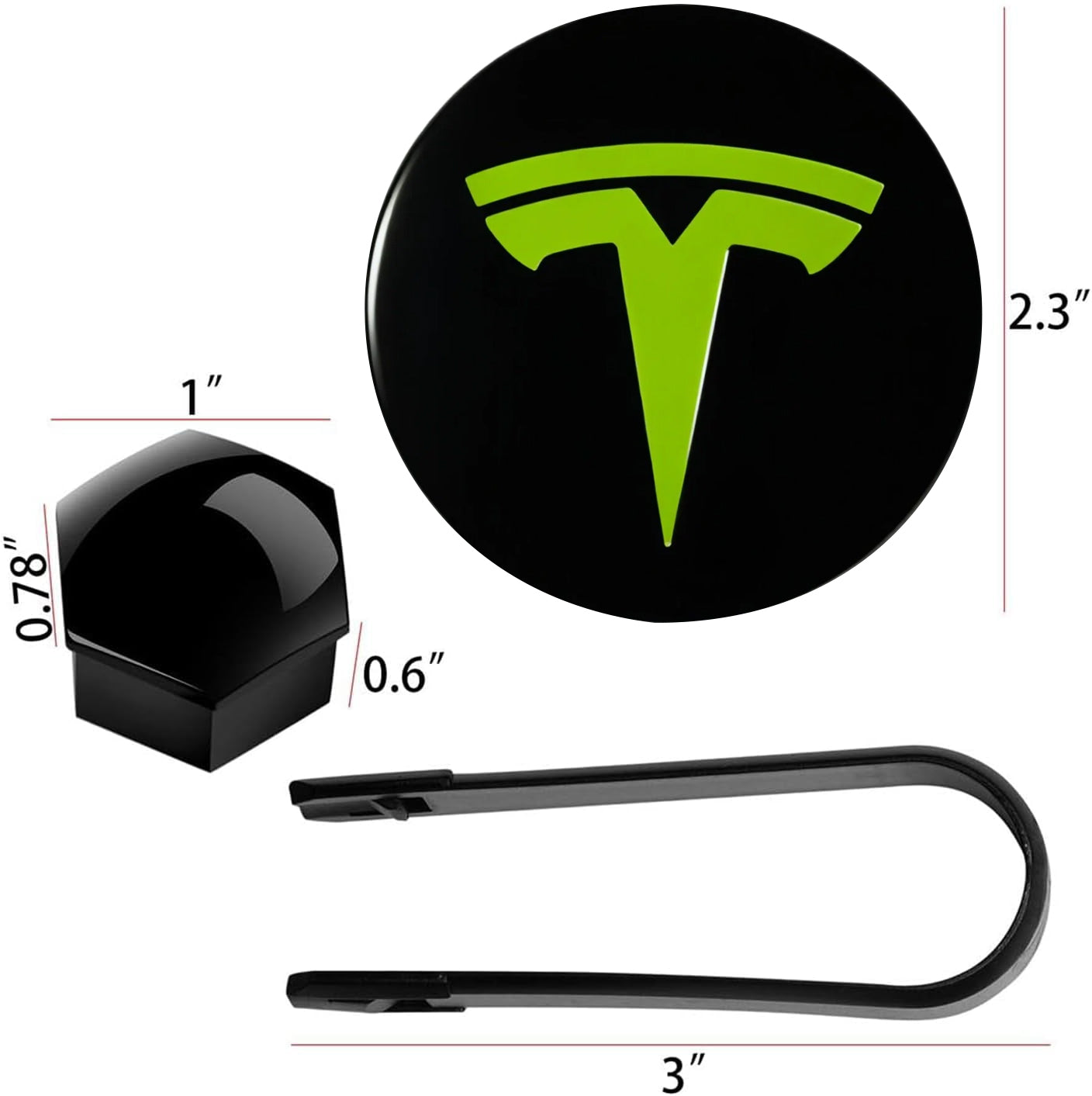 Green Wheel Center Cap Kit for Tesla Model 3 & Model Y