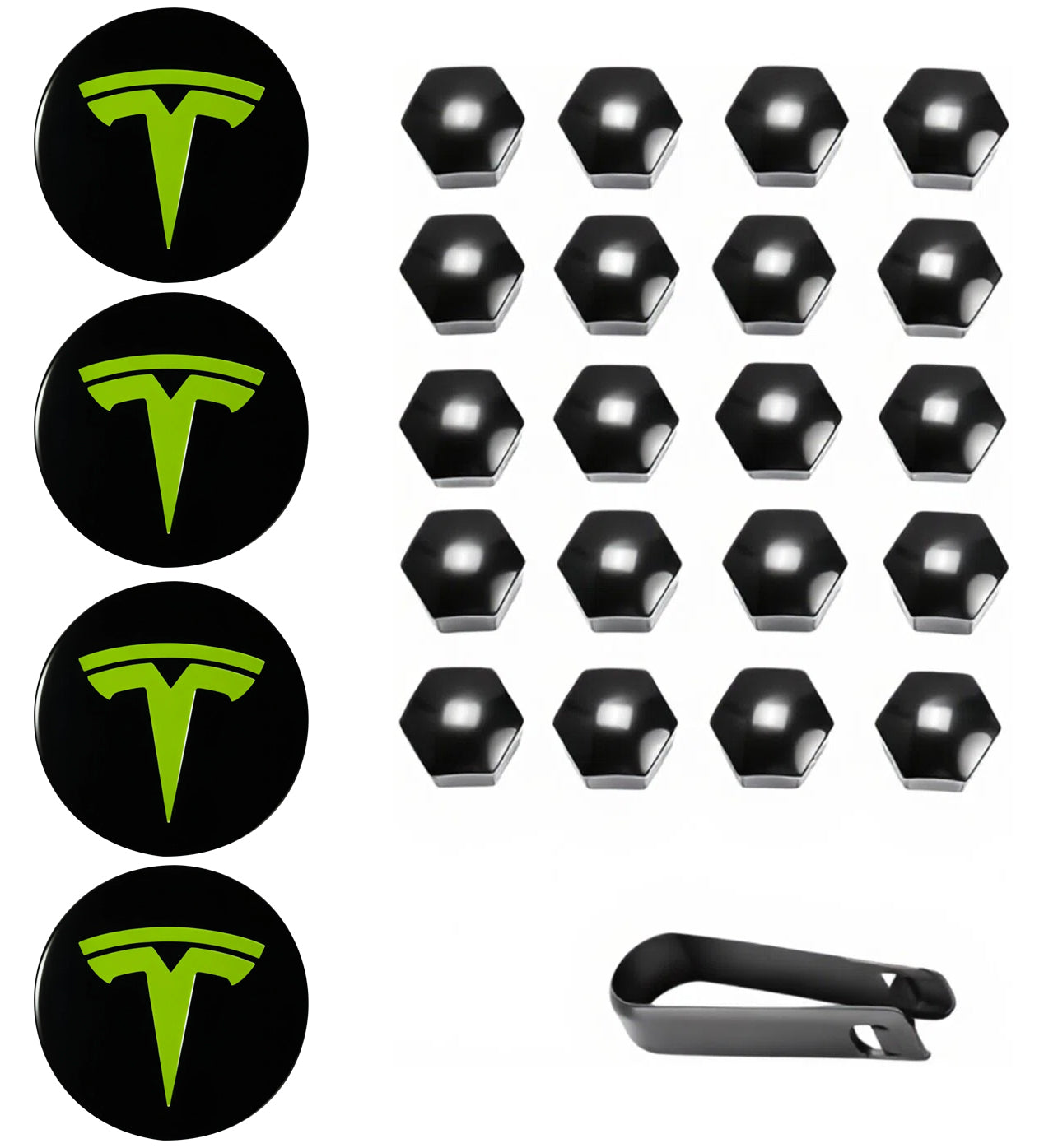 Green Wheel Center Cap Kit for Tesla Model 3 & Model Y