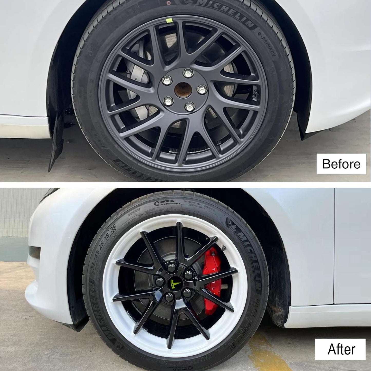 Green Wheel Center Cap Kit for Tesla Model 3 & Model Y