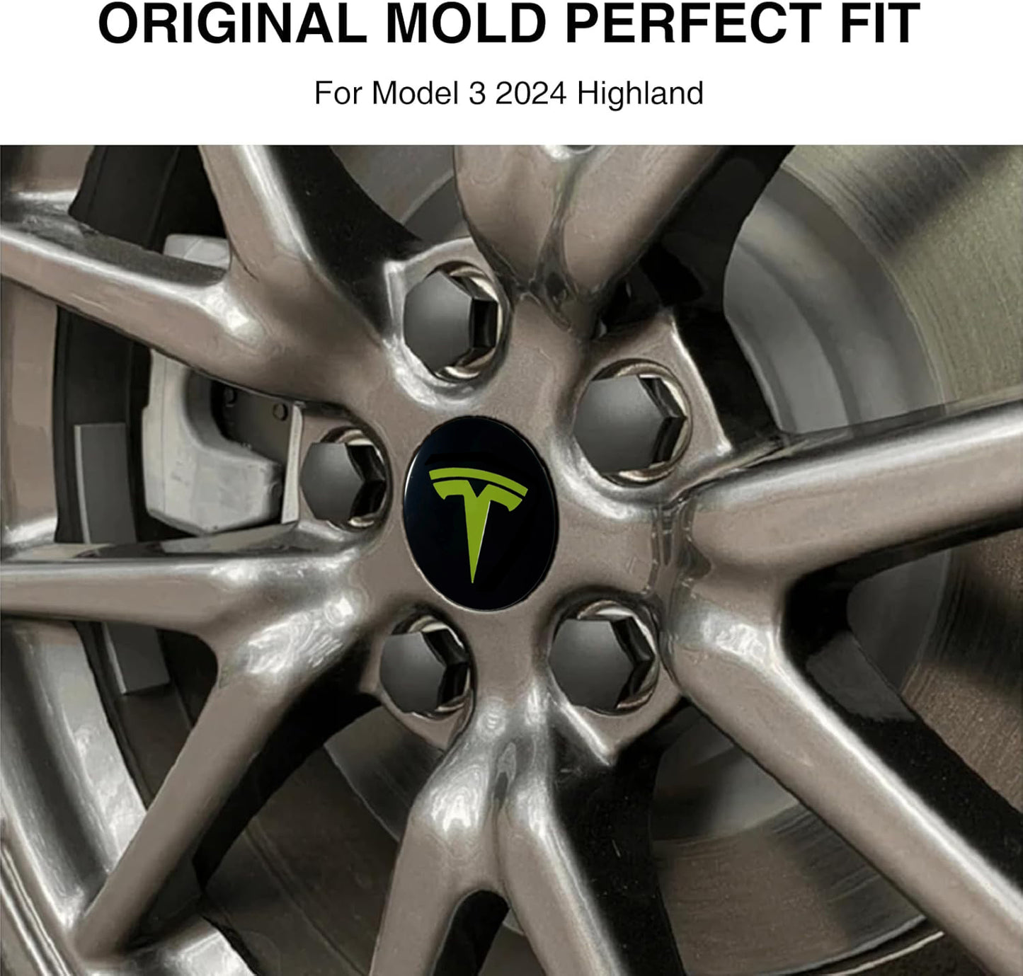Green Wheel Center Cap Kit for Tesla Model 3 & Model Y