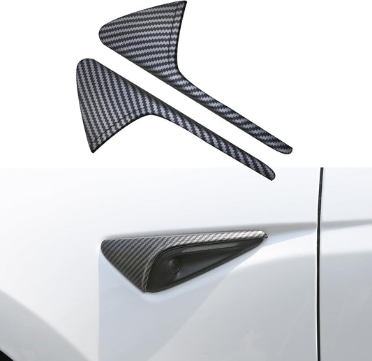 Tesheer Carbon Fiber-Style HW4 Side Camera Covers for 2024–2026 Model 3 Highland & 2025–2026 Model Y Juniper – 2PCS