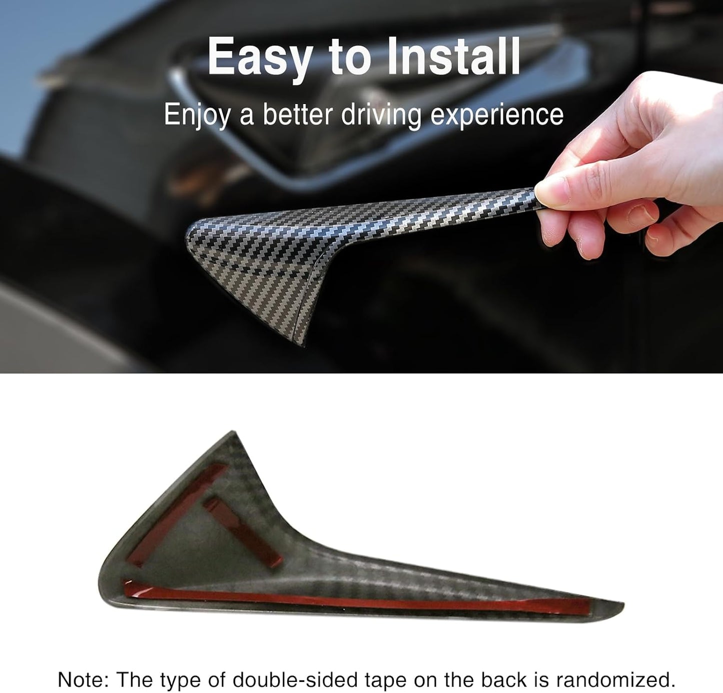 Tesheer Glossy Carbon Fiber-Style HW4 Side Camera Covers for 2024 Tesla Model 3/Y – 2PCS