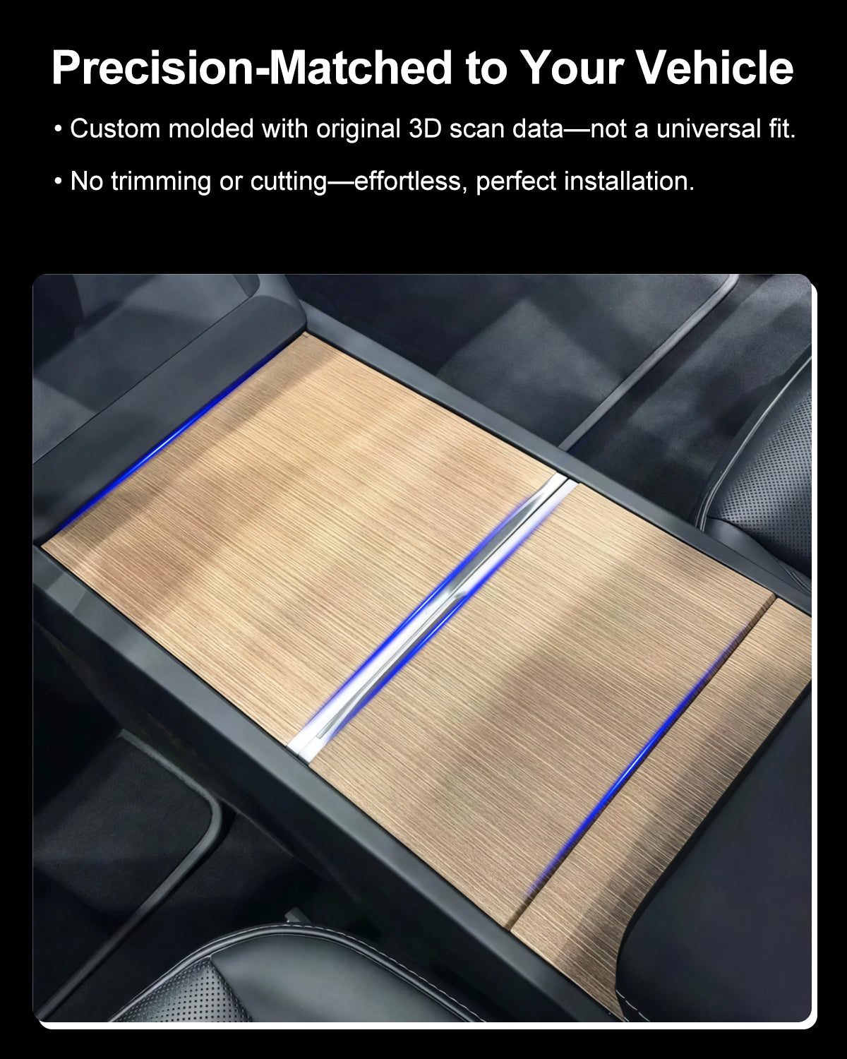 Wood Grain Center Console Wrap for Tesla Model 3 Highland & Model Y Juniper
