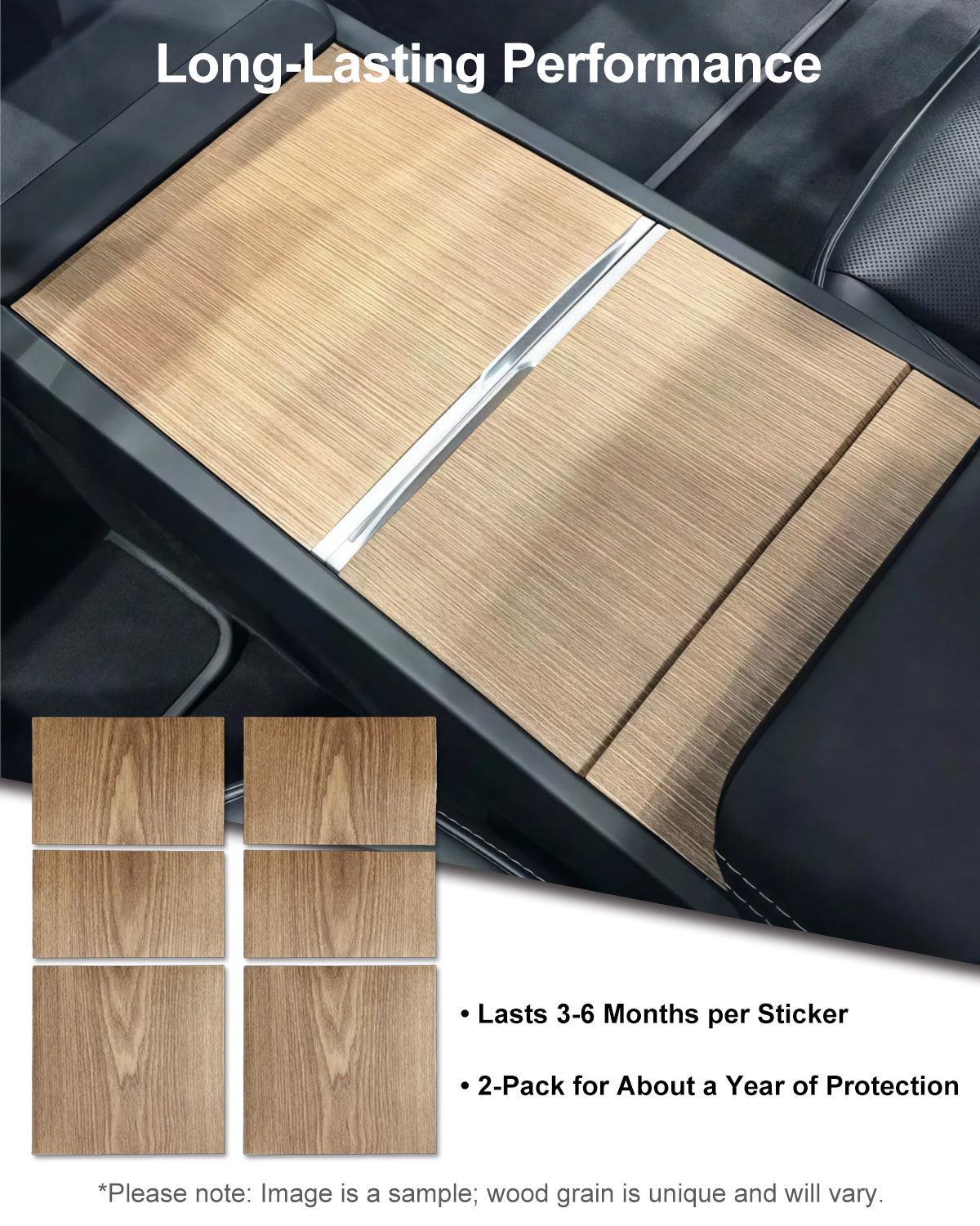 Wood Grain Center Console Wrap for Tesla Model 3 Highland & Model Y Juniper