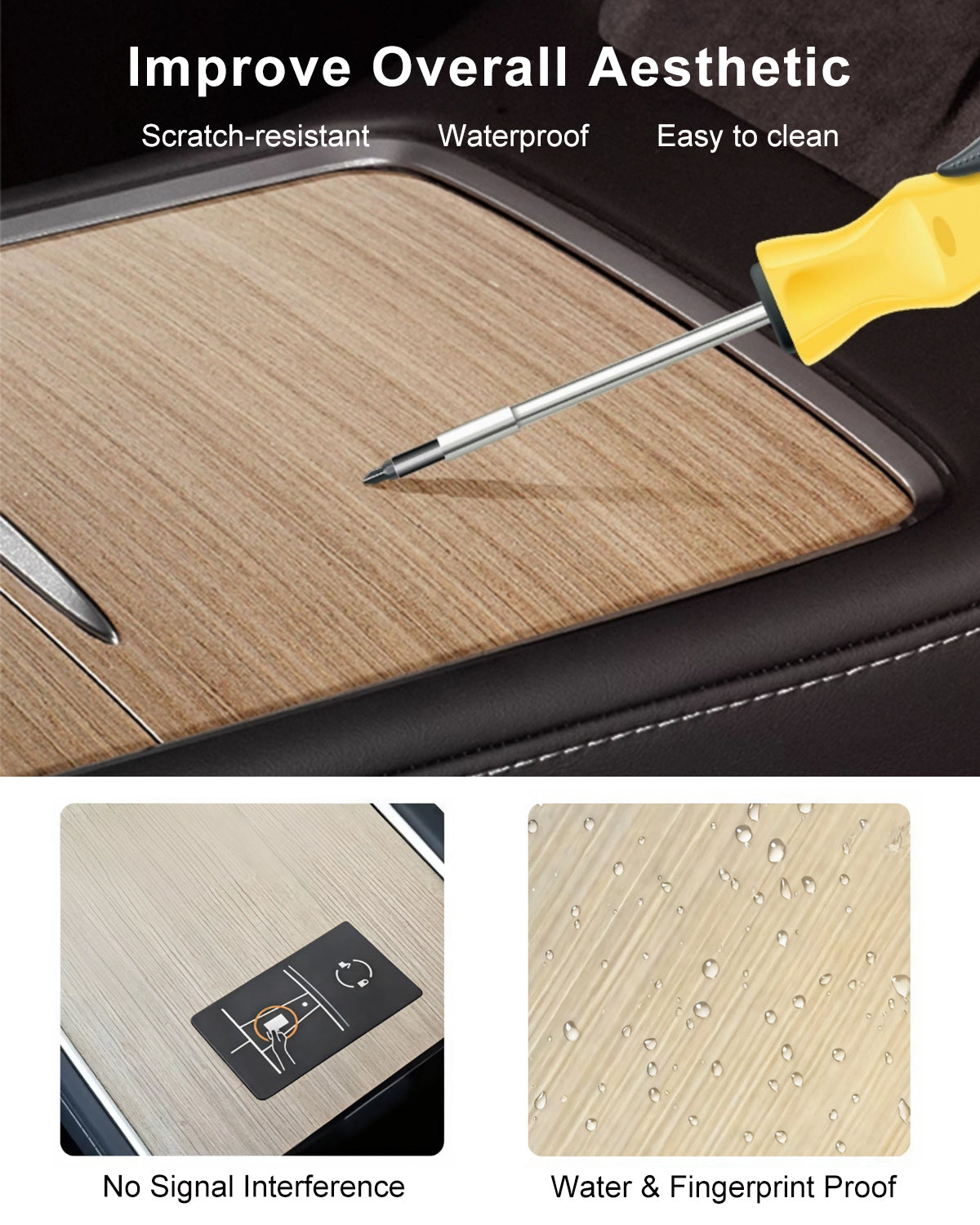Wood Grain Center Console Wrap for Tesla Model 3 Highland & Model Y Juniper