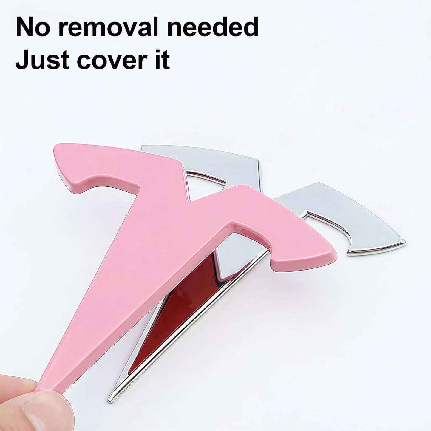 Pink Front Emblem Logo Cover Sticker for Tesla Model 3 Highland & Model Y Juniper (2022–2026)