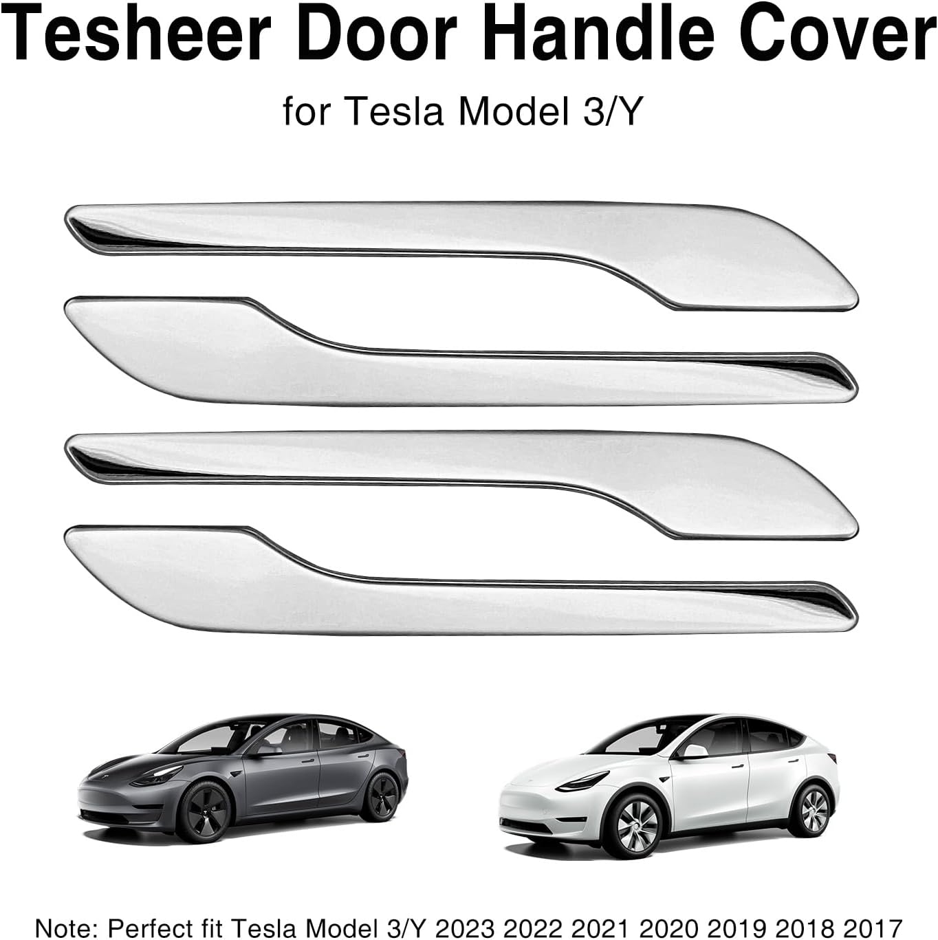Tesla Silver Door Handle Stickers for Model 3 Highland & Model Y Juniper