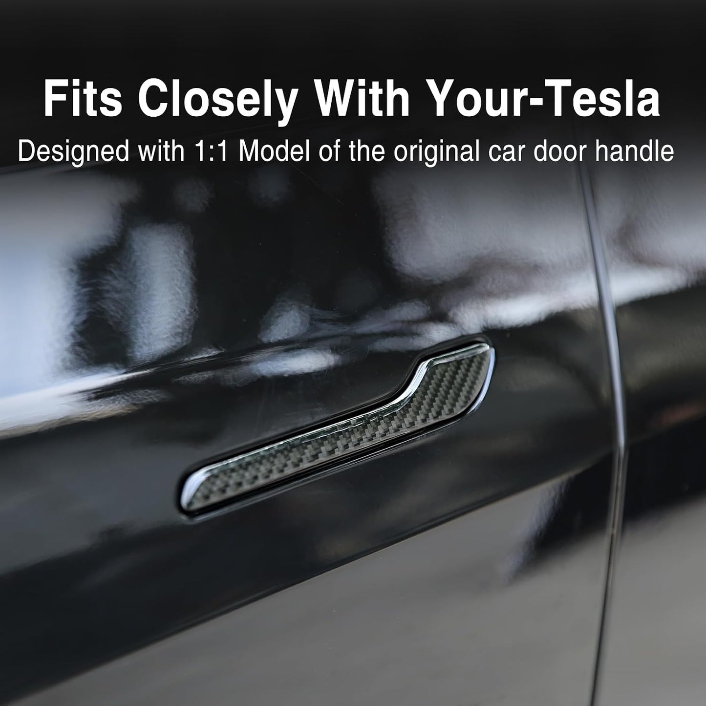 Tesheer Real Carbon Fiber Resin Door Handle Covers for Tesla Model 3/Y – 4PCS