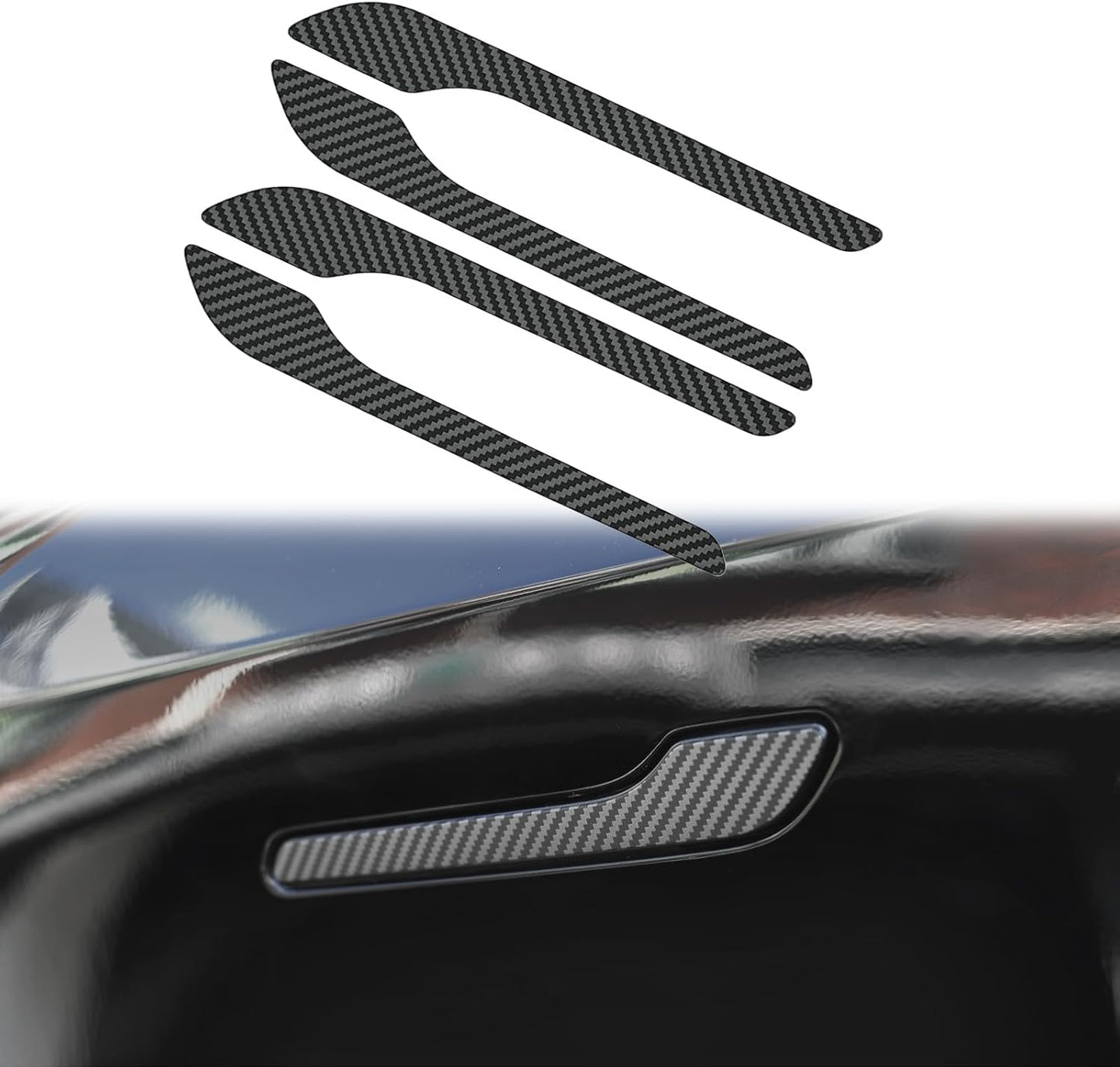 Tesheer Matte Carbon Fiber-Textured Door Handle Covers for Tesla Model 3/Y – ABS, 4PCS