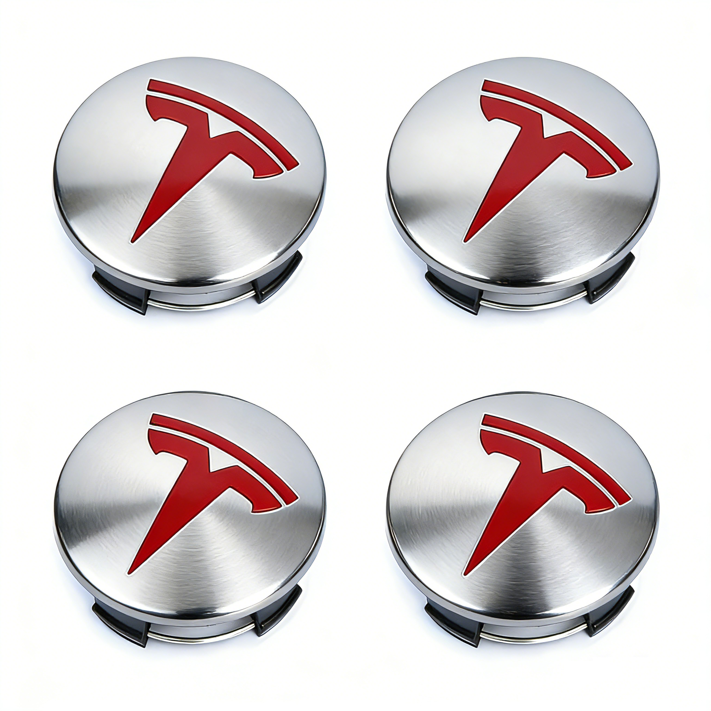 Red Silver Tesla Wheel Center Cap Kit for Tesla Model 3 & Model Y