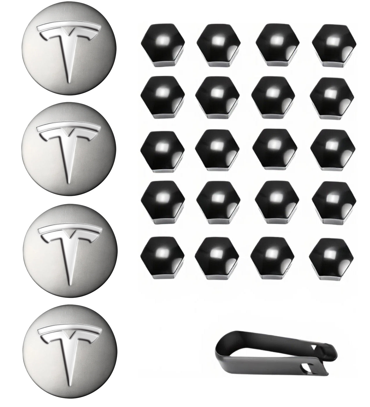 Gray Wheel Center Cap Kit for Tesla Model 3 & Model Y