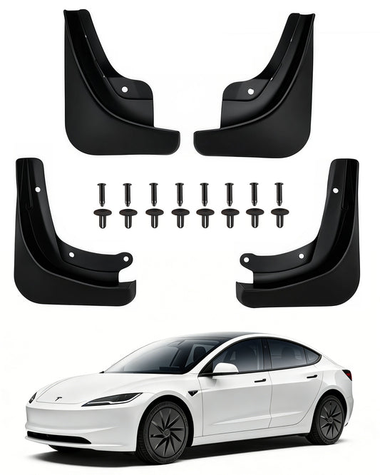 Tesheer Mud Flaps for 2024–2026 Tesla Model 3 Highland – No-Drill Splash Guards, Set of 4