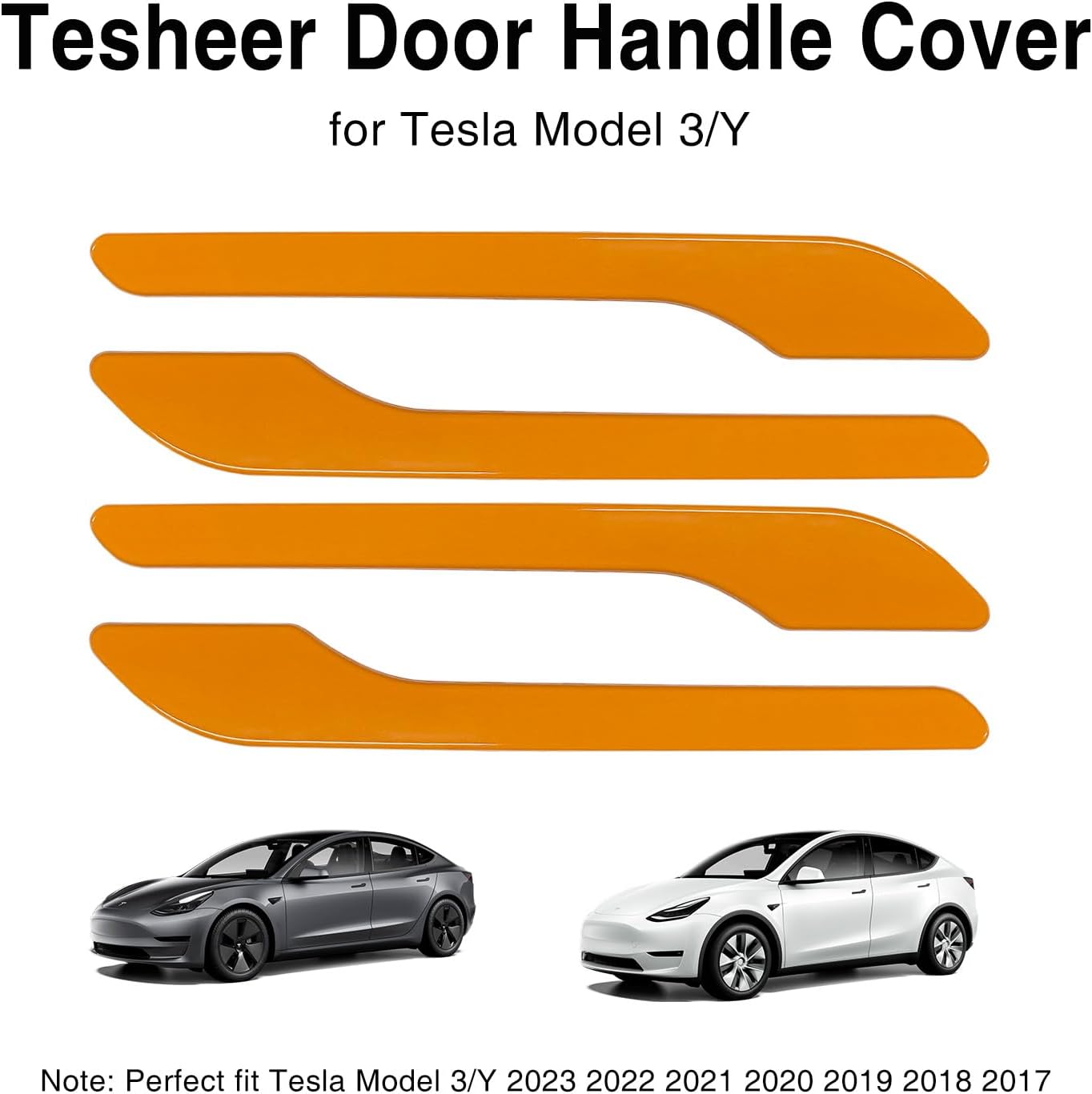 Tesheer Orange Door Handle Covers for Tesla Model 3/Y – ABS, 4PCS