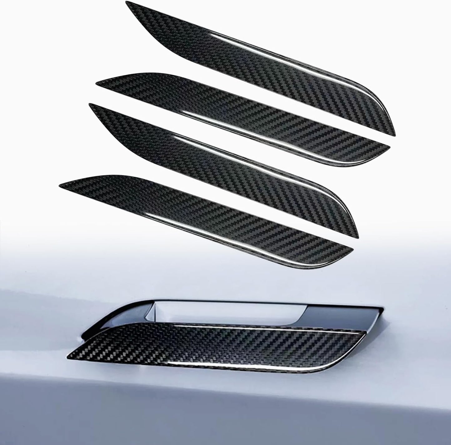 Tesheer Real Carbon Fiber Door Handle Covers for 2016–2026 Tesla Model S – 4PCS